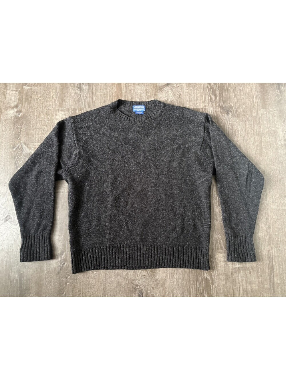 Vintage Pendleton Shetland Virgin Wool Sweater Large Gray Crewneck